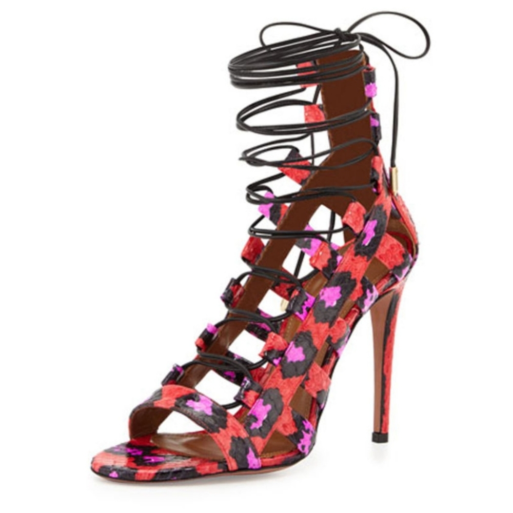 Aquazzura strappy snakeskin sandal size 38.5